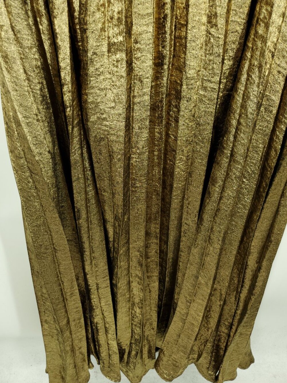Lulus Gelsey Gold Lurex Pleated Halter Shift Maxi Dress L - Picture 13 of 16